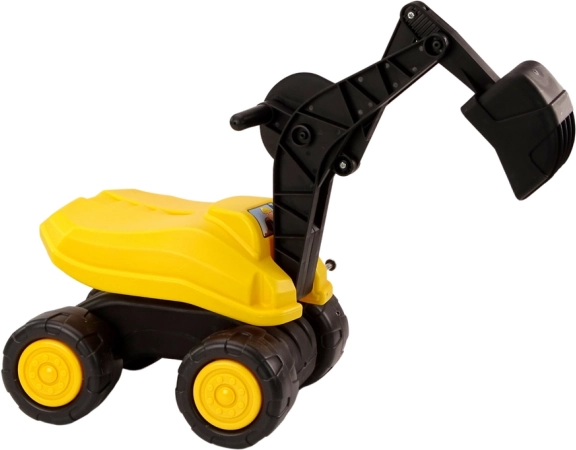 Excavadora infantil para montar con asiento, giro 360°, cuchara móvil – amarilla