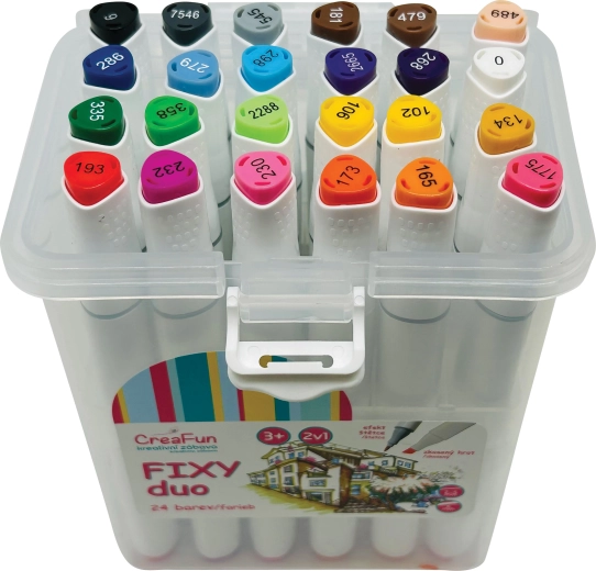 Rotuladores CreaFun Duo en caja: 24 colores