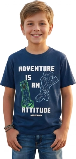 Camiseta azul marino para niño Minecraft
