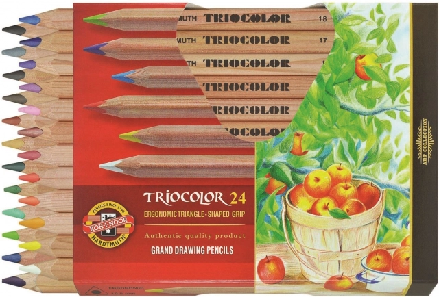 Lápices de colores triangulares gruesos KOH-I-NOOR Triocolor Natur, 24 uds