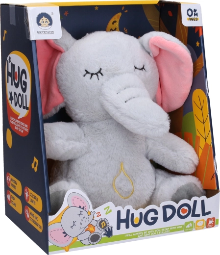 Elefante de peluche que respira con efectos de luz y sonido 30 cm