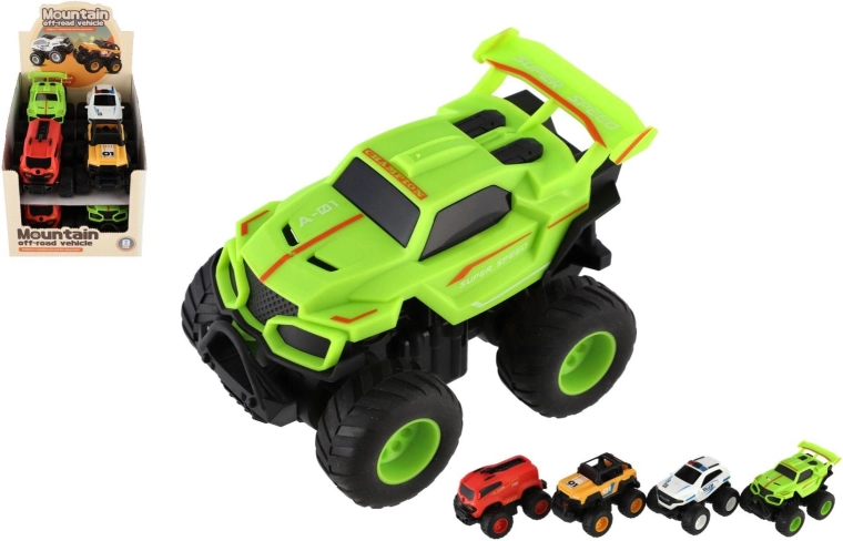 Coches todoterreno con motor de inercia: set de 4 tipos, 8 uds. en caja