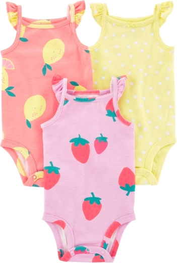 CARTER'S bodies de tirantes Dots Fruit para niña 3 uds – NB/talla 56