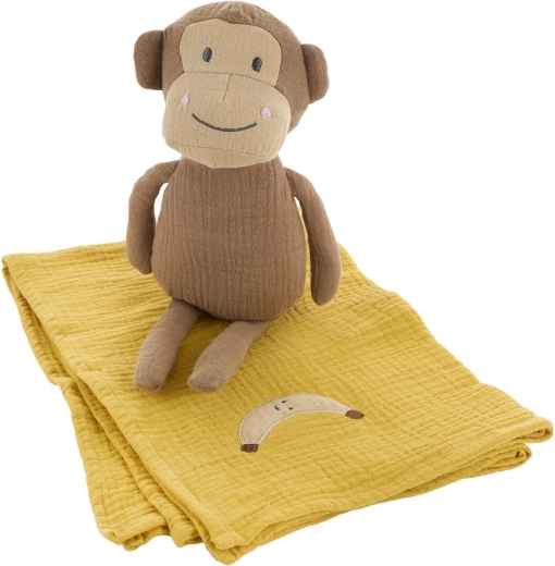 Jabadabado set de regalo de monito con mantita de muselina