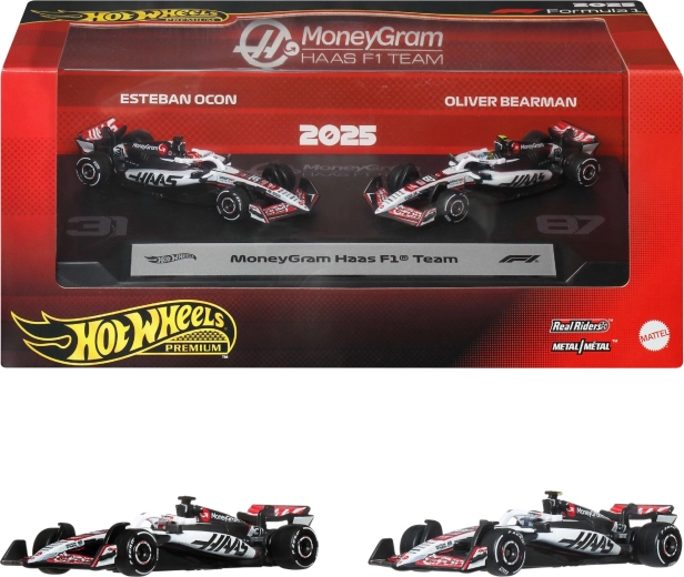 Hot Wheels Premium Formula 1 MoneyGram Haas set de 2 modelos metálicos de F1 Ocon y Bearman