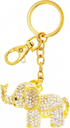 Llavero dorado con colgante de elefante Deluxe
