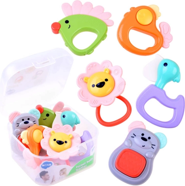 Set infantil de mordedores con forma de animalitos (5 piezas)