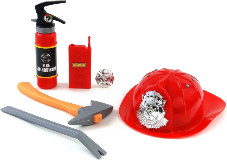 Set infantil de bombero con extintor funcional que rocía agua y casco