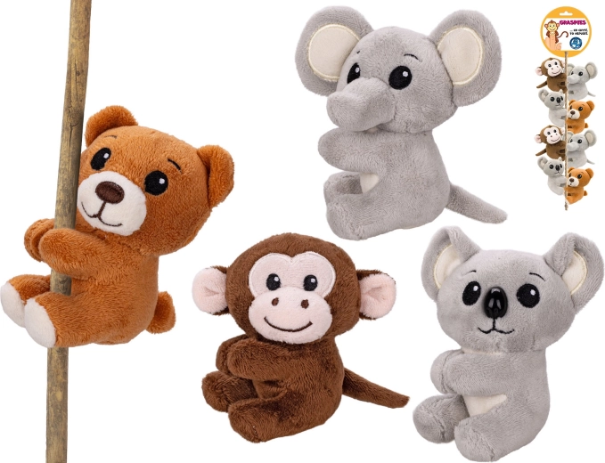 Animalito de safari de peluche con clip 8 cm