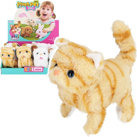 Gatita de peluche con sonido y movimiento, 20 cm