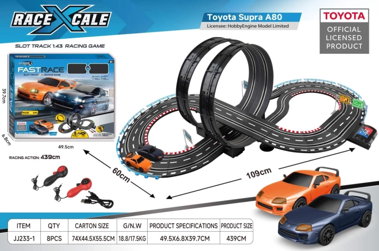 Pista de carreras Toyota Supra por control remoto a escala 1:43, 109 × 60 cm