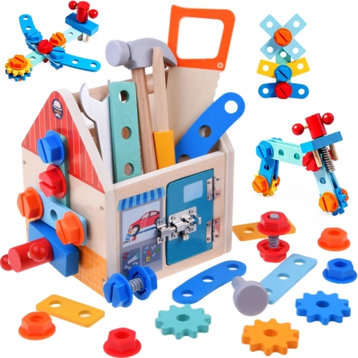 Casita de madera – set de pequeño manitas con herramientas y tornillos