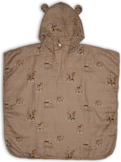 NuuRo Flor poncho de muselina con capucha carnival train 1–2 años