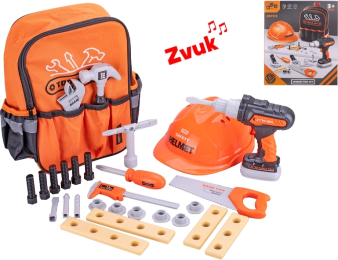 Set de herramientas infantil con taladro a pilas y mochila, 28 piezas