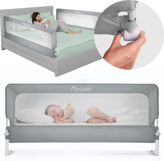 Barrera de cama Nukido 180 cm gris