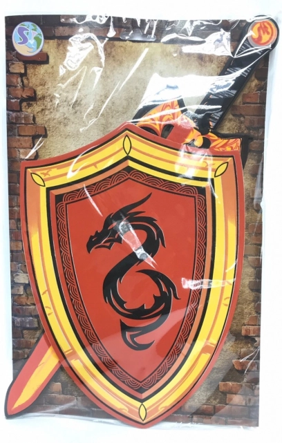 Espada y escudo de espuma con motivo de dragón