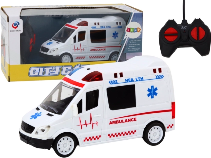 Ambulancia RC con control remoto con luces y sonidos – blanca