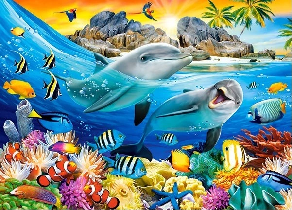 Puzzle de 180 piezas: delfines en los trópicos