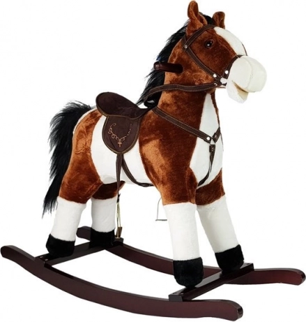 Caballo balancín marrón oscuro con sonidos y movimientos