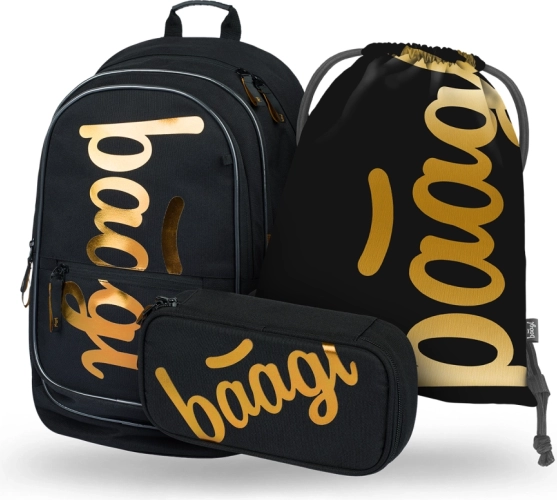 SET 3 uds BAAGL Core Metallic Bronze: mochila, estuche, bolsa