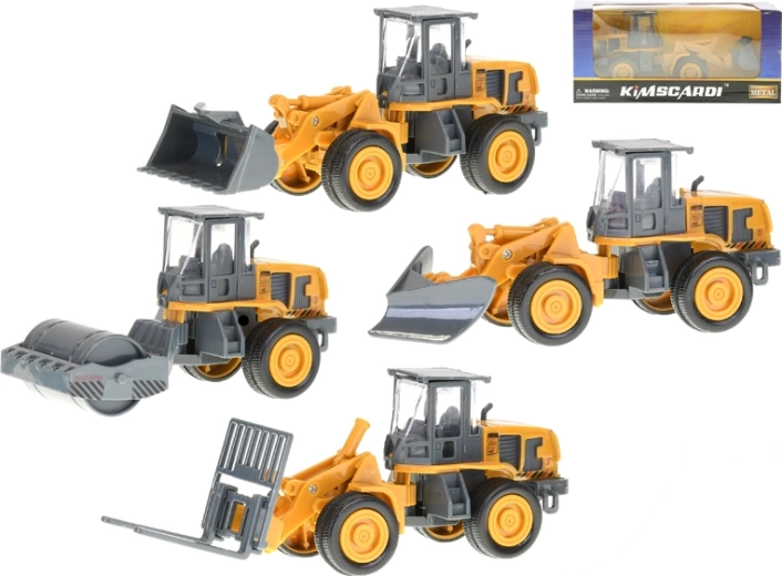 Coche de construcción metálico 12–15 cm con rueda libre, 4 tipos