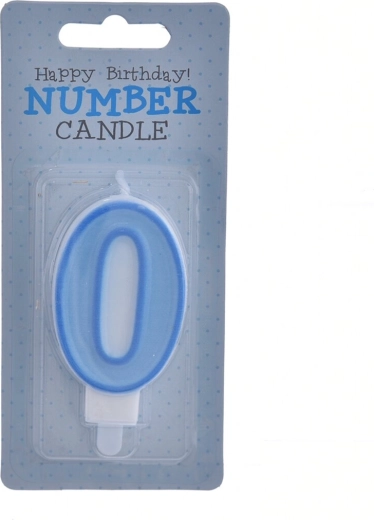 Vela para tarta número 0 azul 7 cm