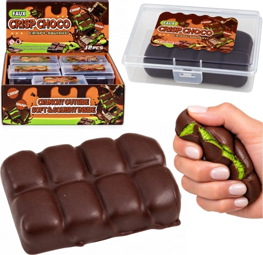 Juguete sensorial antiestrés para apretar, con forma de tableta de chocolate, en caja - 1 unidad