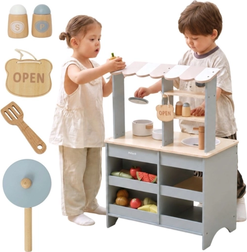 Cocina de madera y tienda 2 en 1 VIGA PolarB con accesorios
