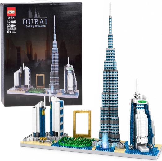 Maqueta del panorama de Dubái con edificios famosos, 3000 piezas