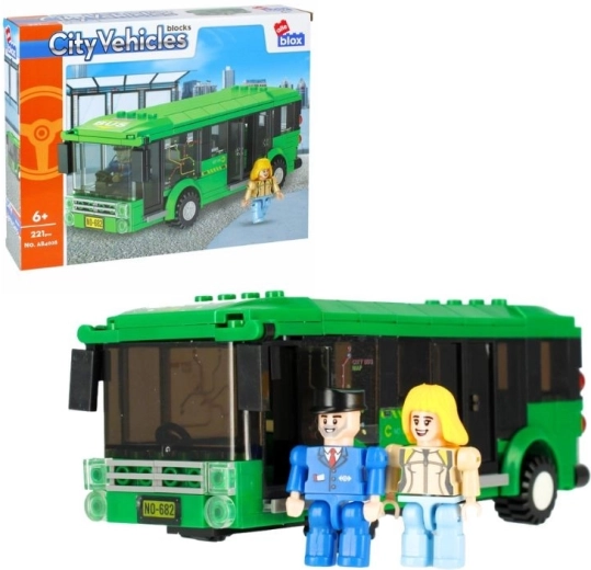 Set de construcción de autobús urbano AlleBlox con figuras (221 piezas)