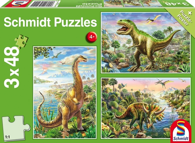 Puzzle Schmidt Aventura de dinosaurios 3×48 piezas