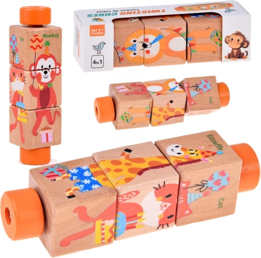 Puzzle giratorio de madera con animalitos