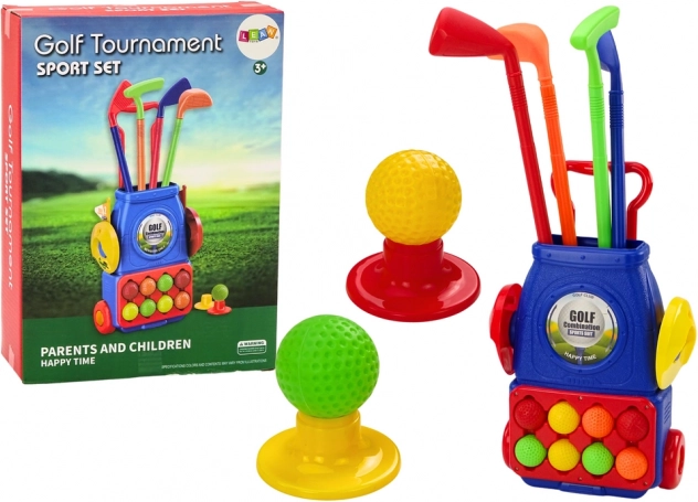 Set de minigolf infantil con carrito con ruedas