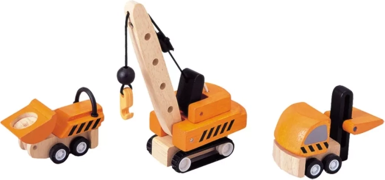 PlanToys set de coches de madera – máquinas de construcción