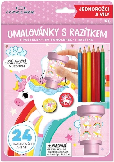 Libro para colorear con sello CONCORDE unicornios y hadas