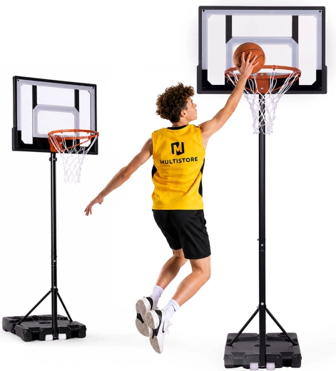 Canasta de baloncesto independiente ajustable Movepre con tablero de hasta 210 cm