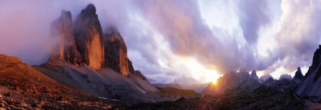 Puzle panorámico Tre Cime Dolomitas Heye 1000 piezas