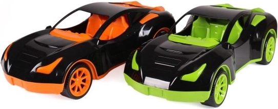 Coche deportivo de plástico de 38 cm con rueda libre, 2 colores