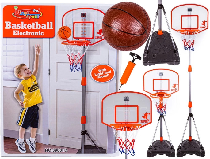 Canasta de baloncesto infantil con marcador electrónico y altura ajustable