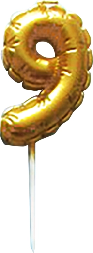 Vela para tarta con número 9 dorada para pinchar 6 cm
