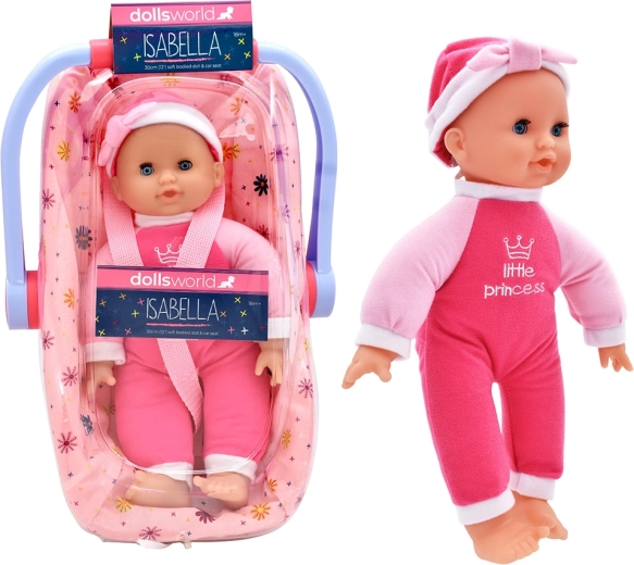 Muñeca bebé Anička de Dolls World con silla de coche mecedora de 30 cm - 1 unidad