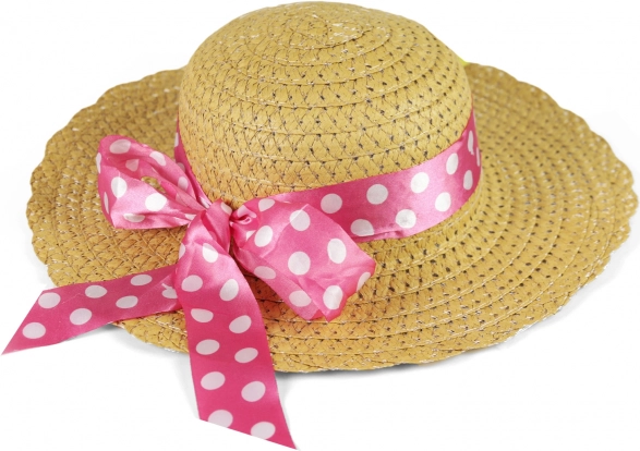 Sombrero infantil de paja con cinta rosa
