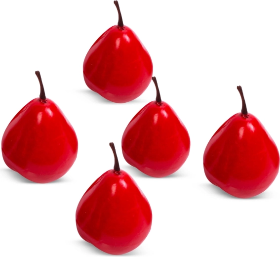 Decoración navideña peras rojas de 6 cm – 5 unidades