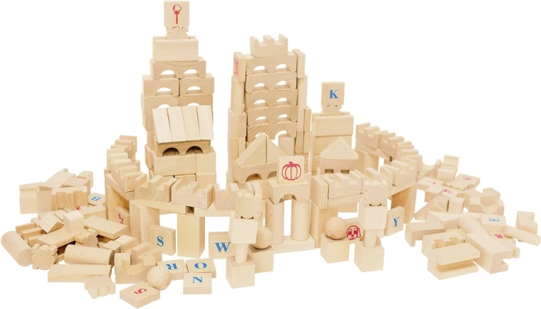 Bloques de construcción de madera natural XL 220 uds.