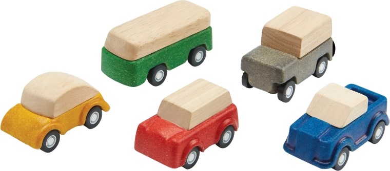 PlanToys PlanWorld cochecitos de madera – set de 5 vehículos
