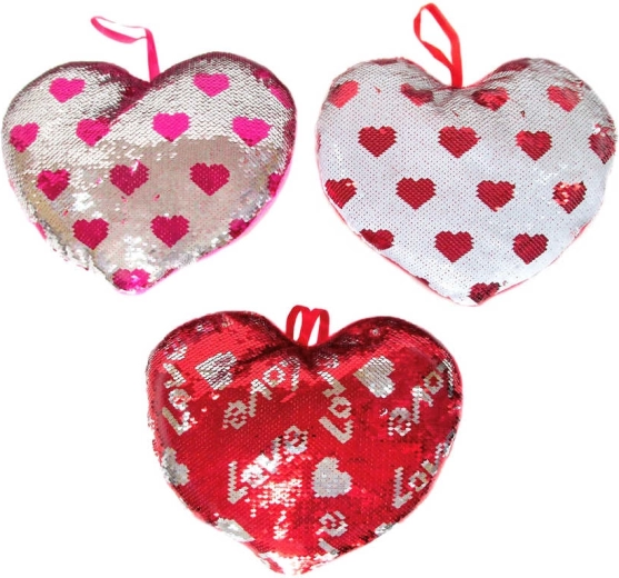 Corazón de peluche con lentejuelas 30 cm - 1 pieza
