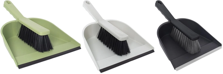 Cepillo y recogedor con borde de goma: set de plástico, mix de colores
