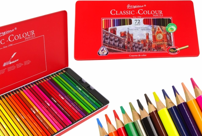 Set de 72 lápices de colores artísticos en caja metálica
