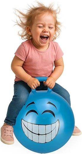 Pelota saltarina HoppyDoo Smile azul con bomba, 45 cm