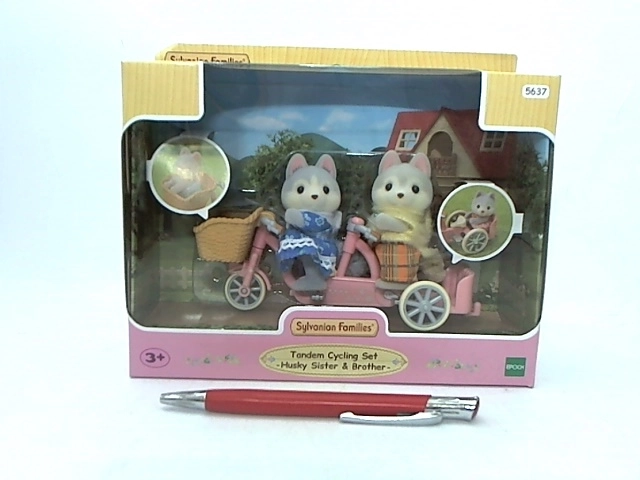 Huskies de Sylvanian Families en bicicleta tándem